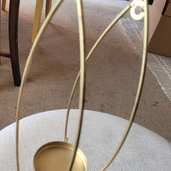 Contemporary Modern Gold Wire Metal Abstract Candle Holders 16 x 4 Set of 2 - Picture 3 of 4